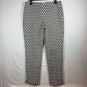 RSVP by Talbots Black White Butterfly Jacquard Ankle Pants Metallic Size 4